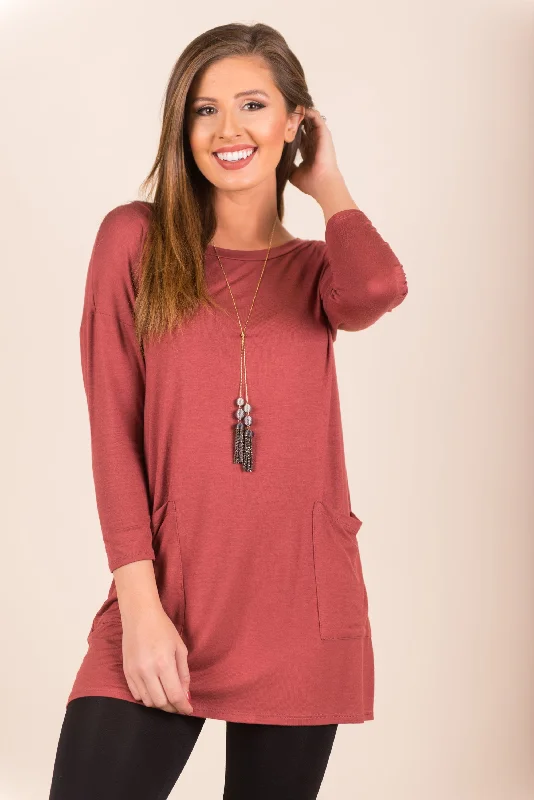 Medley In Love Marsala Red Pocket Tunic