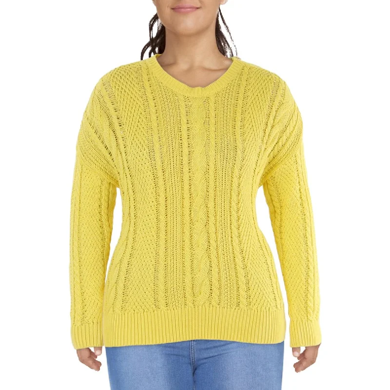 Lauren Ralph Lauren Womens Plus Knit Long Sleeves Pullover Sweater