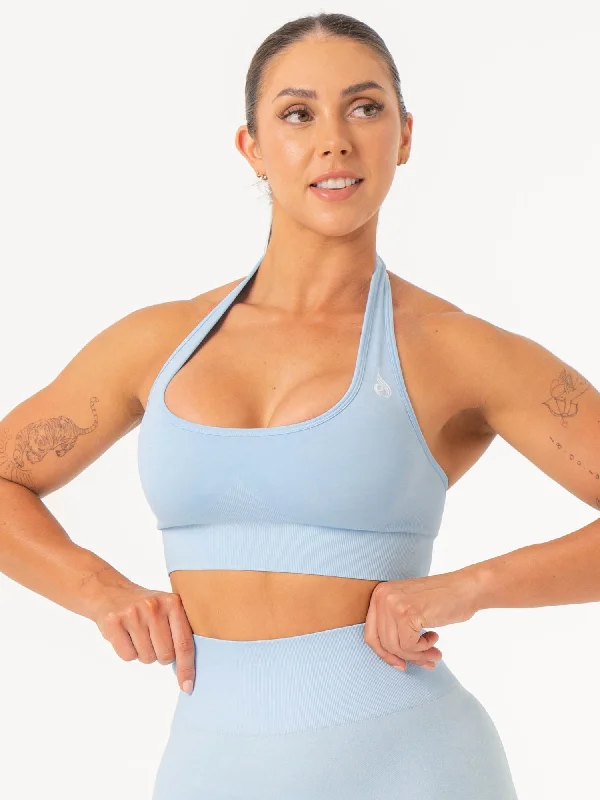 Contour Halter Bra - Sky Blue Marl