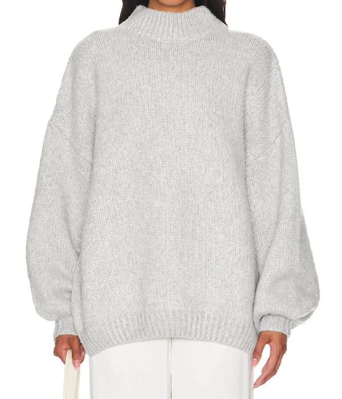 Bellamy Chunky Knit Pullover In Heather Grey