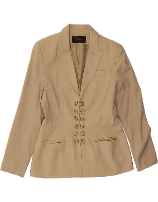 LOLITA LEMPICKA Womens 6 Button Blazer Jacket UK 12 Medium Beige Polyester