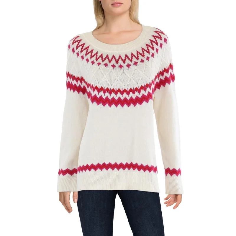 Plus Womens Aztec Print Work Day Wear Pullover Sweater