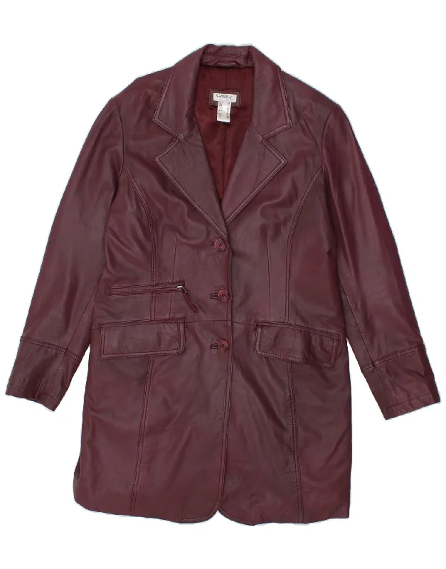 CLASS Womens Leather Coat UK 16 Large  Burgundy Leather