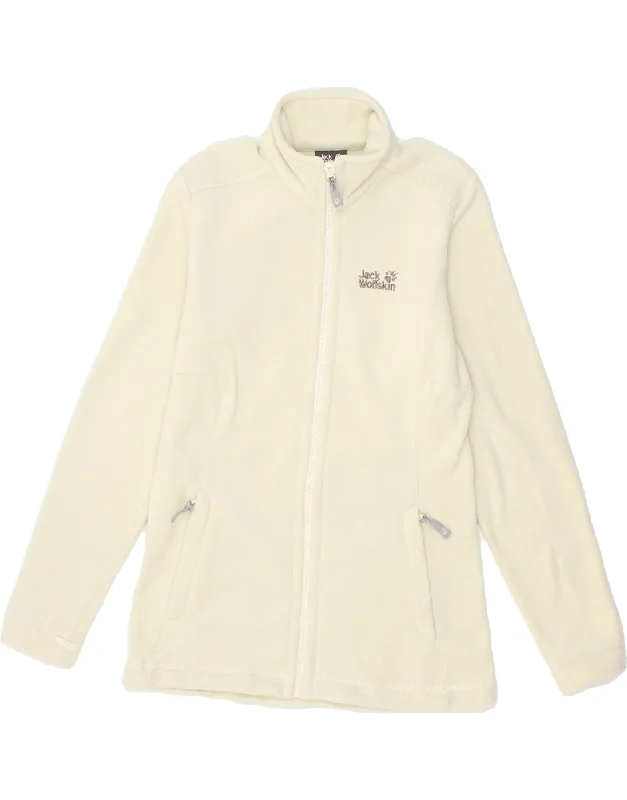 JACK WOLFSKIN Womens Fleece Jacket UK 8/10 Small Off White Polyester