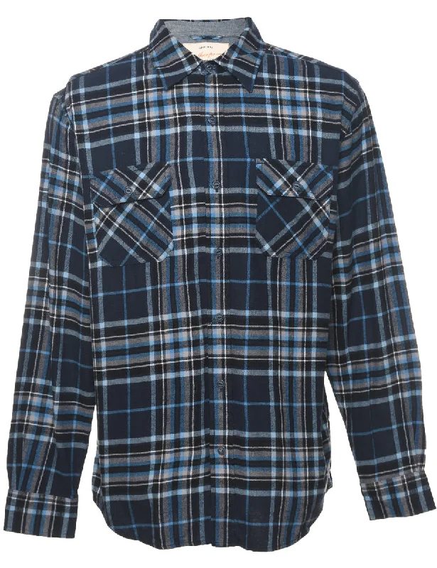 Navy Checked Shirt - M