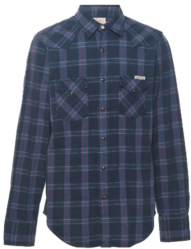 Navy Checked Shirt - S