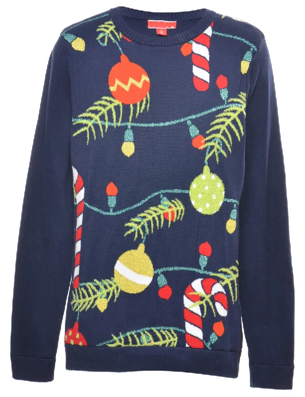 Navy Christmas Jumper - S