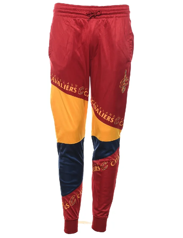 NBA Maroon, Black & Mustard Sporty Track Pants - W32 L29