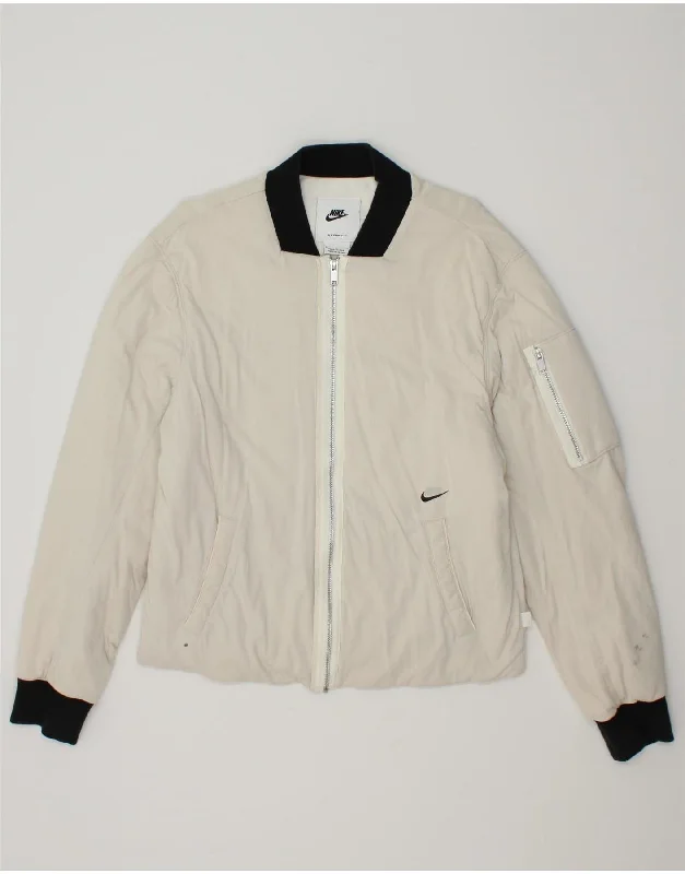 NIKE Womens Therma-Fit Bomber Jacket UK 10 Small White Cotton