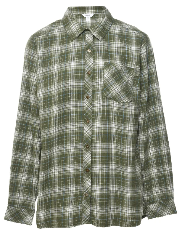 Olive Green Checked Shirt - M