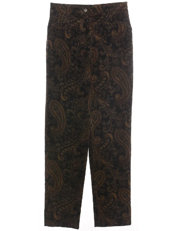 Paisley Pattern Multi-Colour Corduroy Trousers - W28 L30