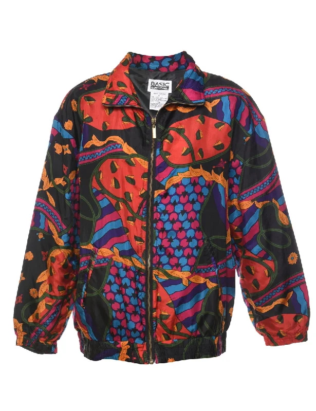 Patterned Multi-Colour 1990s Silk Bomber Jacket - S