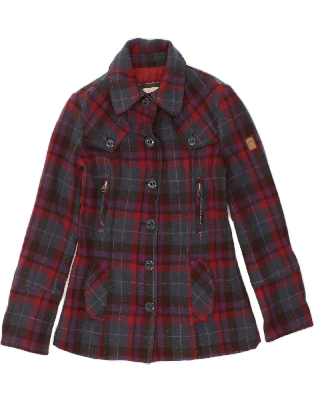 REPLAY Womens Country Jacket UK 14 Medium Red Check Wool