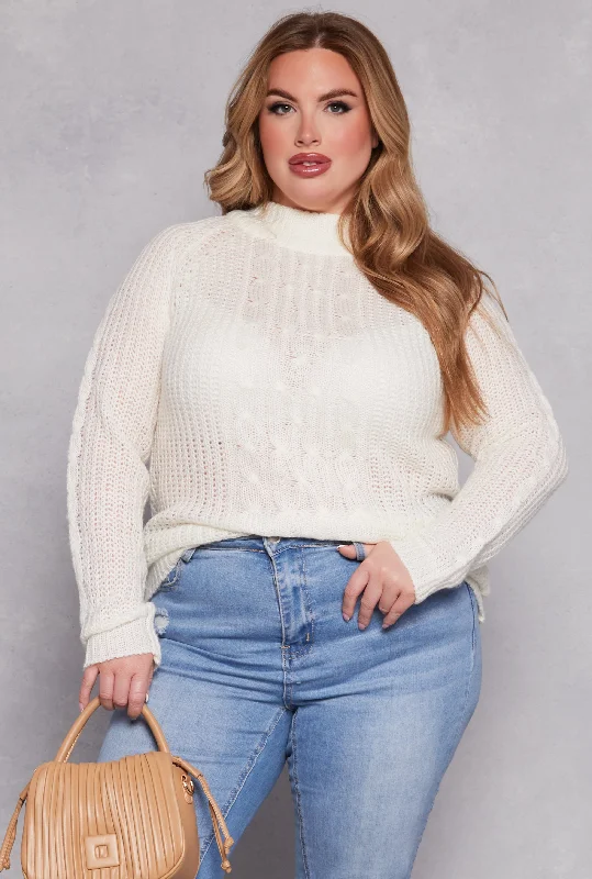 Plus Size Cable Knit Shaker Sweater