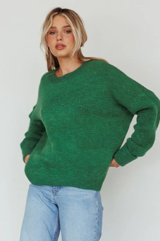 Kayce Dropped Shoulder Knit Sweater Green