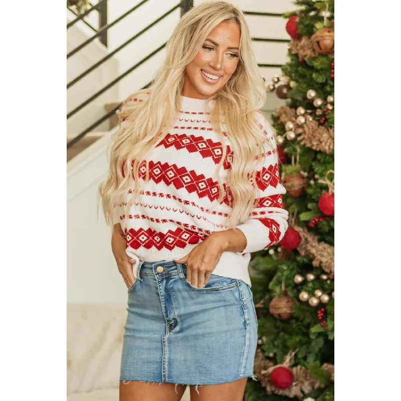 Rosalie Patterned Crew Neck Loose Sweater