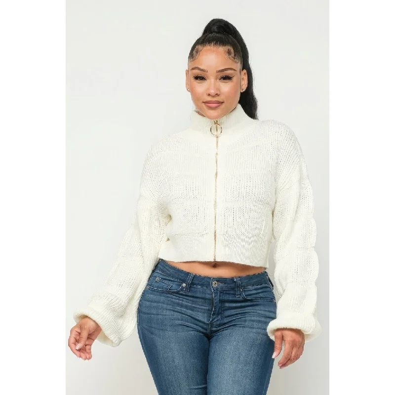 Sweater Top with Front Zipper