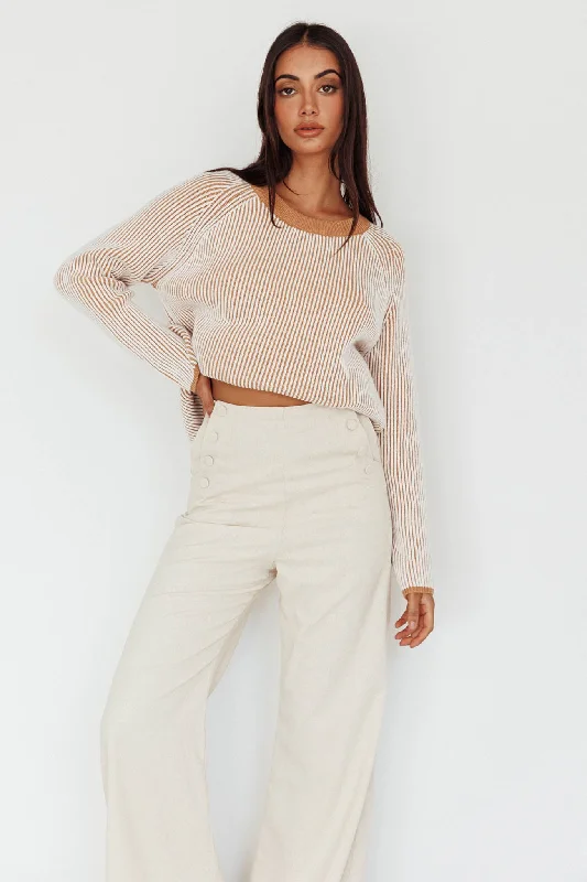 Trafalgur Ribbed Knit Sweater Camel