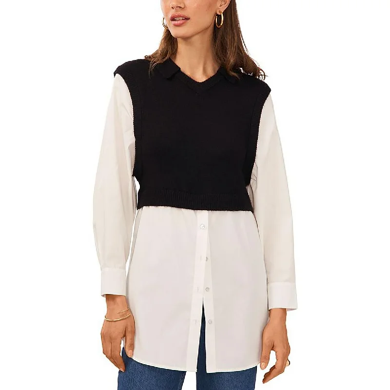 1.State Womens Open Front Pointelle Cardigan Sweater