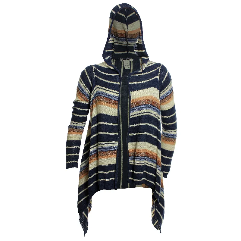 American Rag Multi Color Striped Long Sleeve Hooded Shark Bite Cardigan Sweater