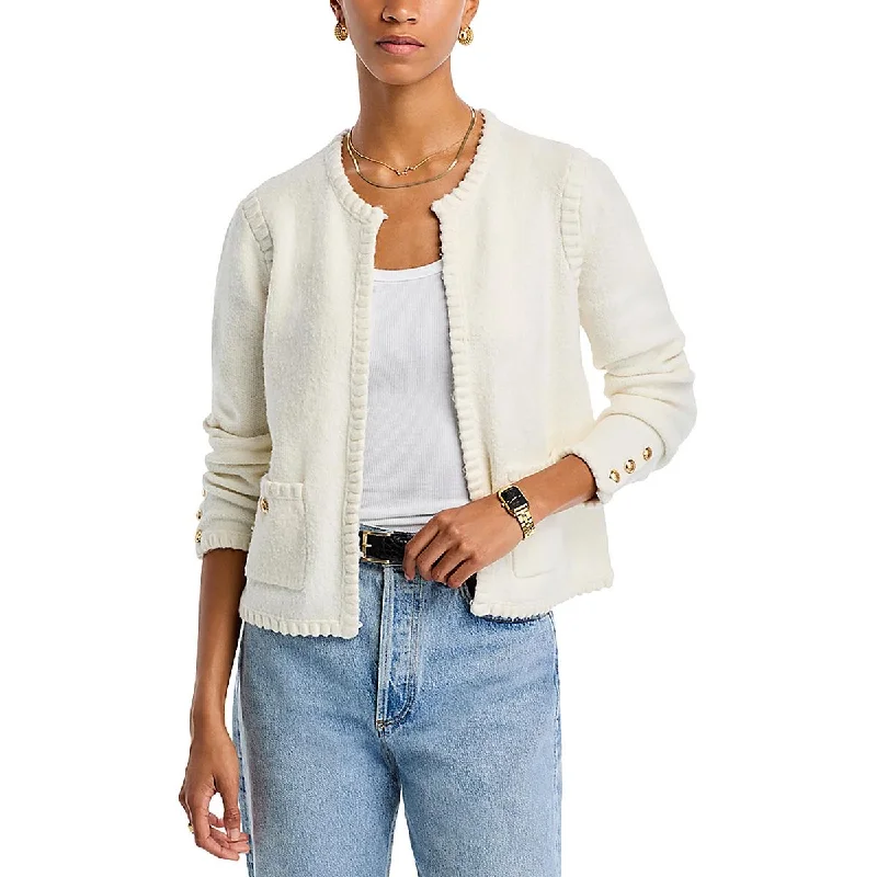 Aqua Womens Knit Embellished Cardigan Sweater