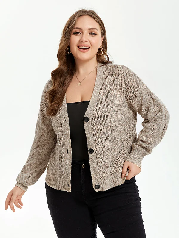 Button Front Drop Shoulder Open Front Cardigan