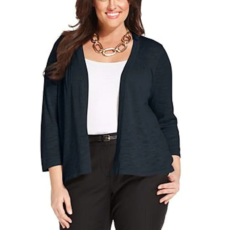 Charter Club Blue 3/4 Sleeve Open Front Cardigan Sweater Plus Size