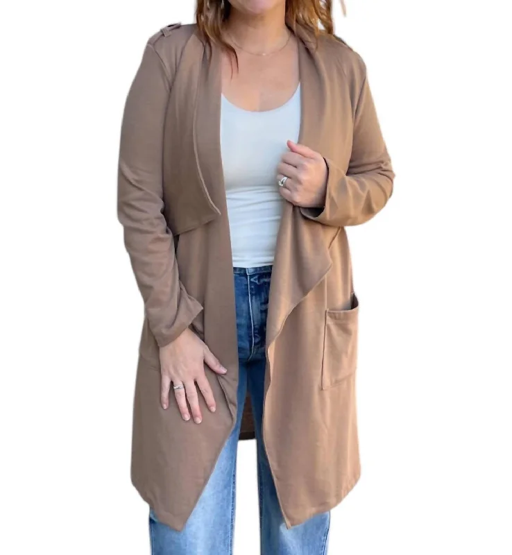 Collared Cardigan In Mocha