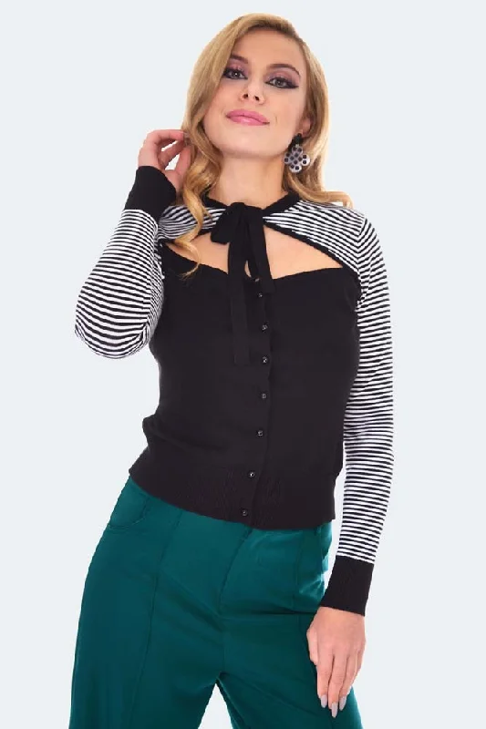 Cut Out Striped Cardigan