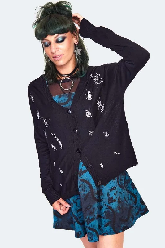 Insect Embroidered Slouchy Cardigan