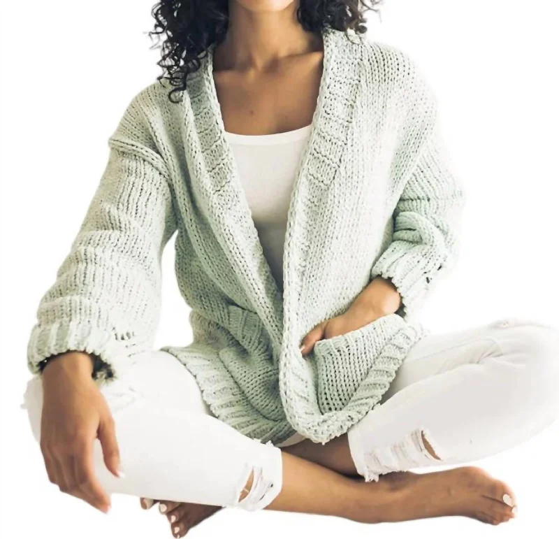 Open Front Cardigan In Sage