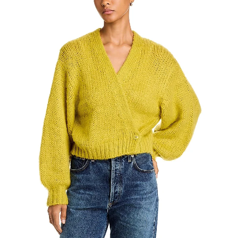 Steve Madden Womens Knit Surplice Cardigan Sweater