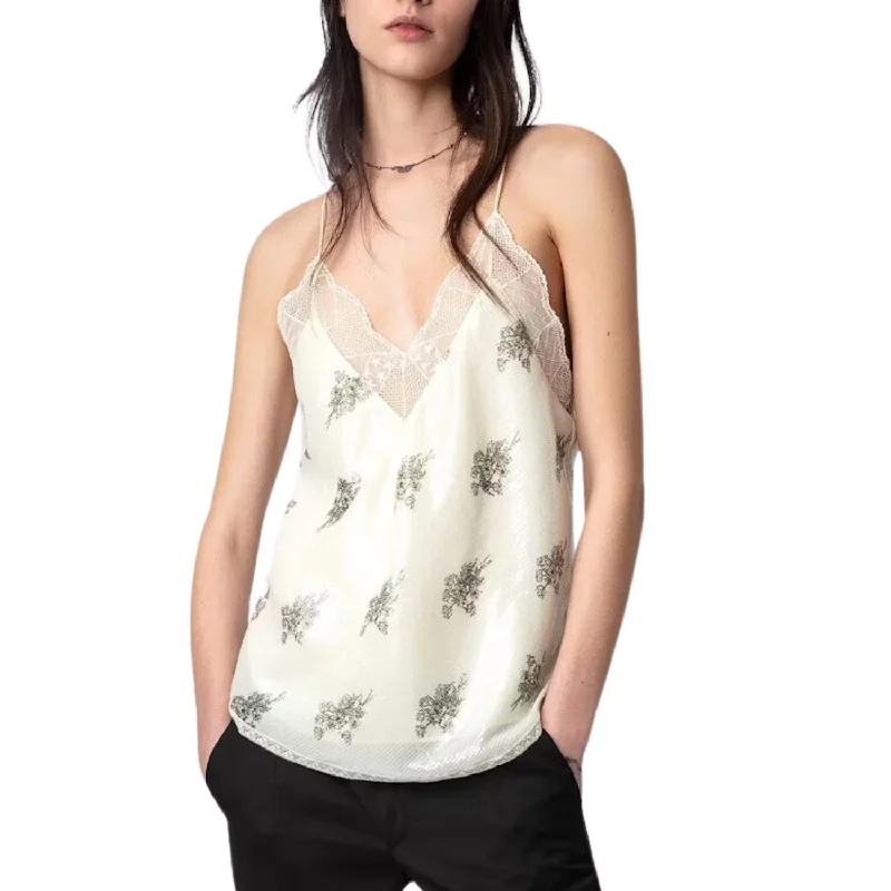 Christy Sequins Flower Camisole In Majestic